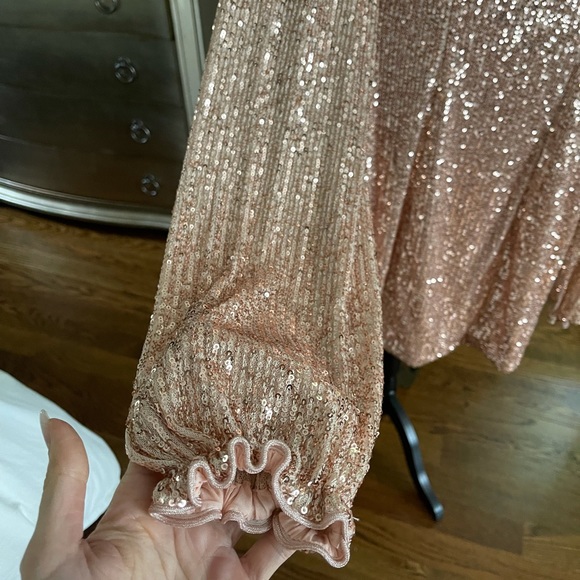 NWT Rose Gold Sequinned Party Dress Size XS (0-2) - Picture 5 of 6